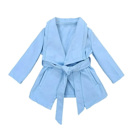 

Boys Coat Winter Long Sleeve Warm Solid Color With Belt Light Blue Boys Jacket