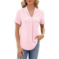 thumbnail image 1 of Cathalem T-Shirts Oversize pour Femmes 2024 Col Rond Manches Courtes T-Shirts Oversize Couleur Unie, Rose S, 1 of 5
