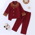 thumbnail image 4 of HAYIMI Boys Outfit Sets Cartoon Outfit African Bohemian Button Down Long Sleeve Neck Shirt And Pants Two Piece Children Casual Wear Dashiki Ankara Outfit Set Clothing Sets , Red, 4 of 7