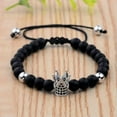 thumbnail image 2 of RSAMD Luxury Crown Natural Stone Matte Black Charm Men's Copper Bead Fashion Bracelets-L007-2, 2 of 3