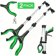 KEKOY 32" Foldable Grabber Reacher Pickup Tool 2 Pack, Hand Reachers and Grabbers for Seniors, FSA/HSA Lightweight Reaching Assist Aid Pick up Tool, Green