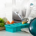 thumbnail image 2 of 1 Cup Silicone Freezer Molds with Lids - Soup Cubes with Steel Reinforced Rim - Perfect for Freezing Broth, Rice, Individual Portions, Meal Prepping and More - Aqua - 2-Pack, 2 of 5