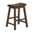 thumbnail image 2 of Wooden 24" Counter Height Stool with Saddle Seat, Distressed Cherry, Set Of 2- Saltoro Sherpi, 2 of 2