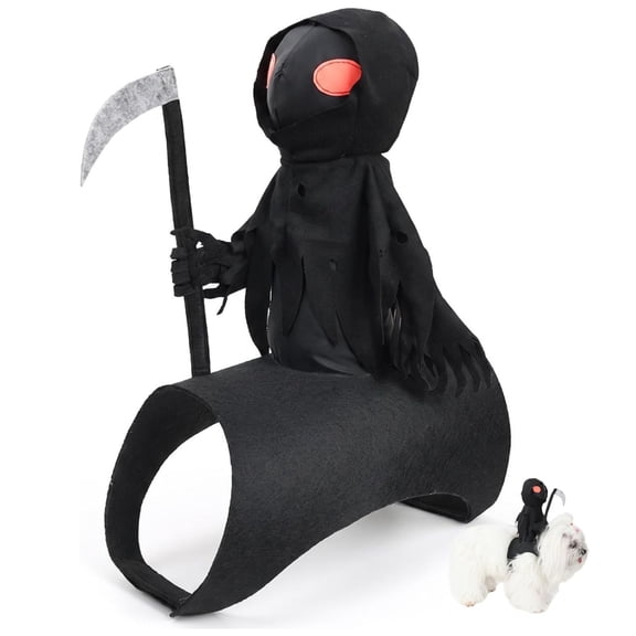 Dog Halloween Grim Reaper Rider Costume with Magic Tape, 3D Costume | 3D Cosplay Outfit, Small, Medium & Large, Cats and Dogs, Parties & Daily Wear,S