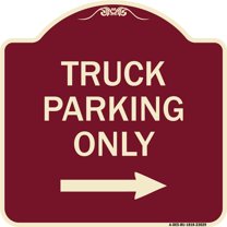 SignMission Designer Series Sign - Reserved Parking Sign Truck Parking Only with Right Arrow | Burgundy 18" X 18" Heavy-Gauge Aluminum Architectural Sign | Made in the USA