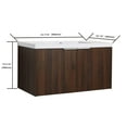 thumbnail image 4 of 36 inch Bathroom Vanity with Sink, Wall Mounted Floating Bathroom Vanity with Open Storage Cabinet, Built-in Soft Closing Doors, Floating Bathroom Vanity with Sink for Small Space, Bathroom, Walnut, 4 of 9