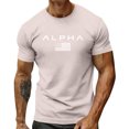 thumbnail image 2 of MLQIDK ALPHA Men's Printed Round Neck Short Sleeve Casual Sport Tshirt Lightweight Breathable Fitness Gym Tee for Men Khaki 2XL, 2 of 4