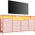 thumbnail image 1 of Commode de 63 Pouces avec 10 Tiroirs en Tissu, Grand Commode Meuble Télé avec Ports USB Intégrés et Éclairage DEL, Unité de Rangement Multifonctionnelle pour Téléviseurs de 75 Pouces, 1 of 7