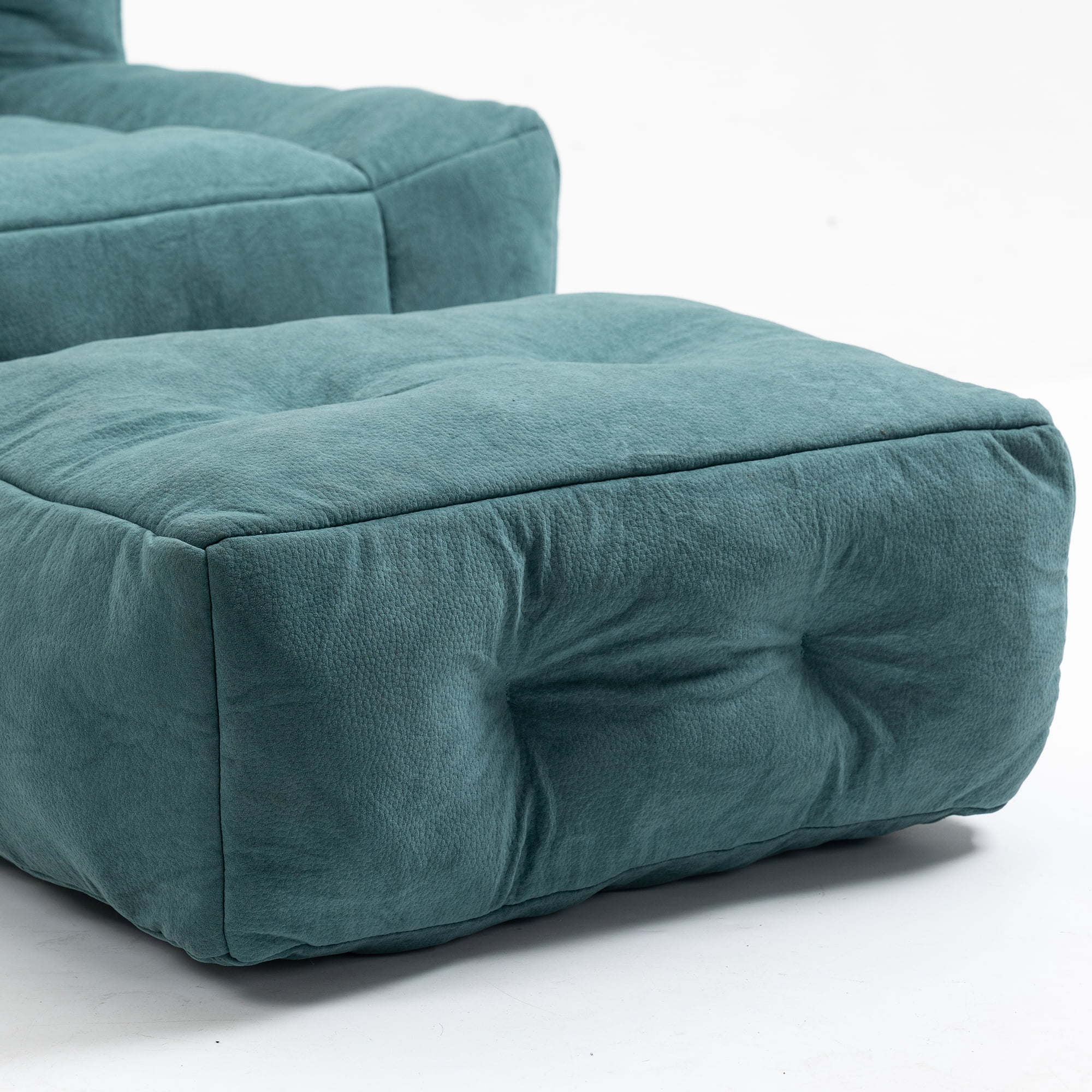 Accent Chair with Ottoman Set,Modern Velvet Bean Bag Chair for Adults and Childs,Upholstered Lazy Sofa Chair Armchair for Living room, Bedroom, Apartment,Green