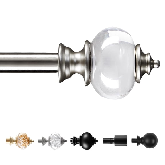ZOPZO Heavy-Duty Adjustable Curtain Rod, 48-84 Inch, Decorative Nickel Curtain Rod Set with Finials and Installation Hardware for Bedroom Drapes