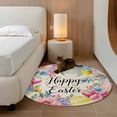 thumbnail image 2 of Round Area Rug 3.3 Ft, Easter Washable Non-Slip Circle Carpet for Living Room/Bedroom, Colorful Flowers Eggs Tulips Daisy Vintage Floral Low-Profile Small Kitchen Mats Collection Rugs for Indoor, 2 of 8