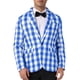 thumbnail image 5 of INSPIRAR CHIC Traje de Día del Padre para Hombre, Blazer de Cuadros Gingham de Un Solo Botón, Corte Regular, Solapa Muesca, S Azul Blanco, 5 of 5