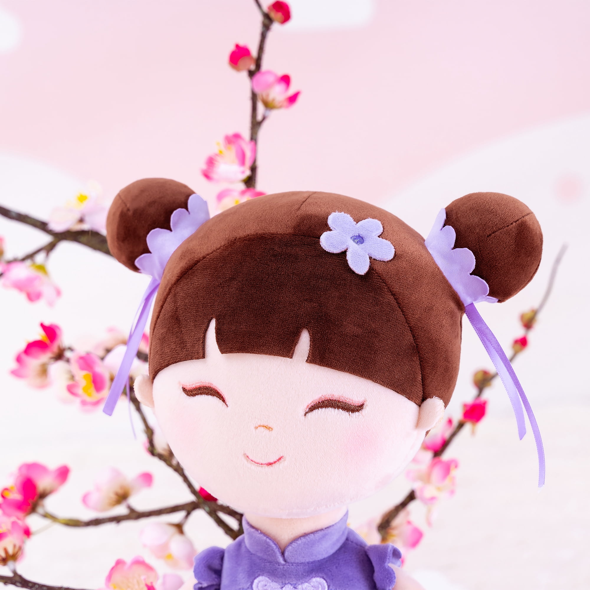 Gloveleya Plush Dolls Asian Fairy Doll Baby Girl Gifts Soft Girl Toys Purple Myrtle 16"