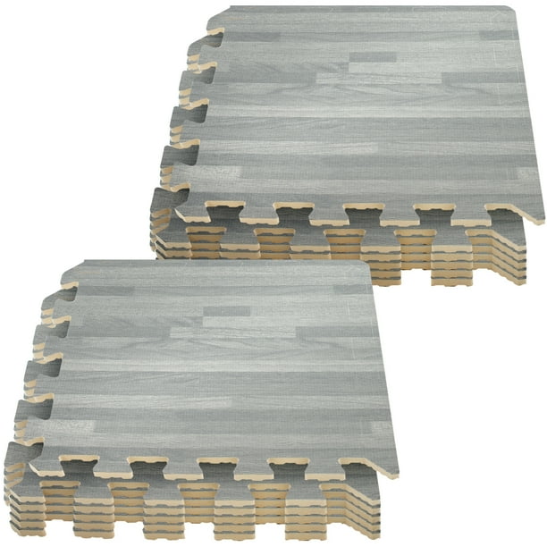 Sorbus Interlocking Floor Mat Wood Print Multipurpose Foam Tile