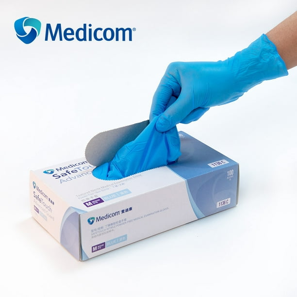 Medicom 1136B 100Pcs gant en caoutchouc nitrile jetable épais sans poudre  forte forte extensible gants surface Pockmark pour utilisation en  laboratoire médical 