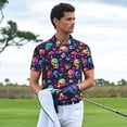 thumbnail image 3 of Honeii mushroom Skull star print Polo Shirt, a classic short-sleeved, button-down golf shirt designed for menMedium, 3 of 6