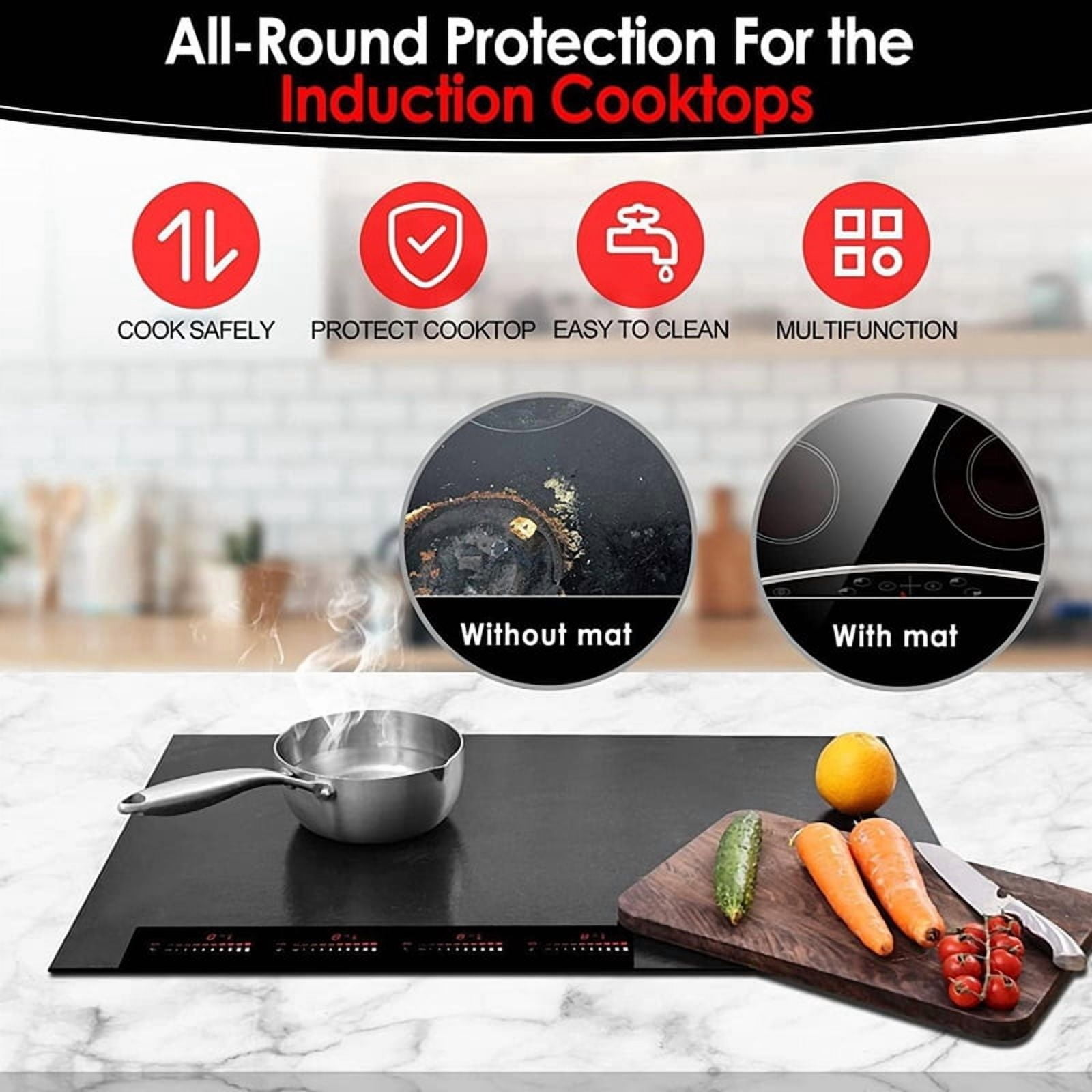 2X Large Induction Cooktop Protector Mat 21.2x35.4Inch,Electric Stove Burner Covers Antiscratch As Glass Top Stove Cover