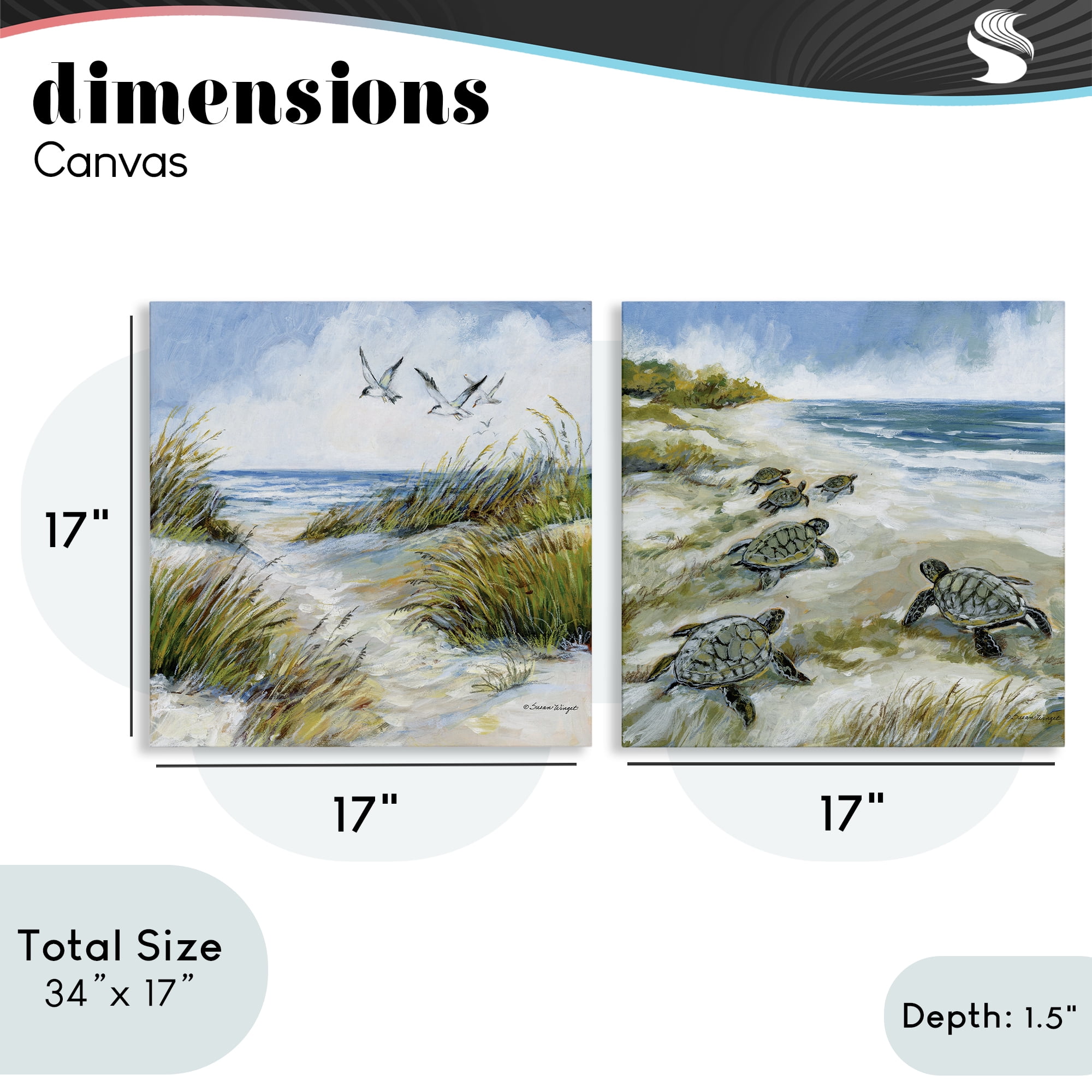 Stupell Industries Beach Creatures on Dunes 2 Piece Canvas Wall Art Set, design by Susan Winget