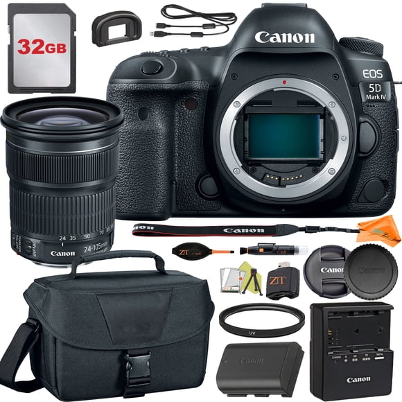 Canon EOS 5D Mark IV DSLR Camera with 24-105mm Lens + 32GB Card + Case + ZeeTech Accessory Bundle