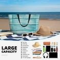 thumbnail image 5 of Pofeuu Teal Turquoise Wood Print Beach Bag,Waterproof Sandproof Beach Tote Bag, Large Capacity Foldable Beach Bags for Women, 5 of 7