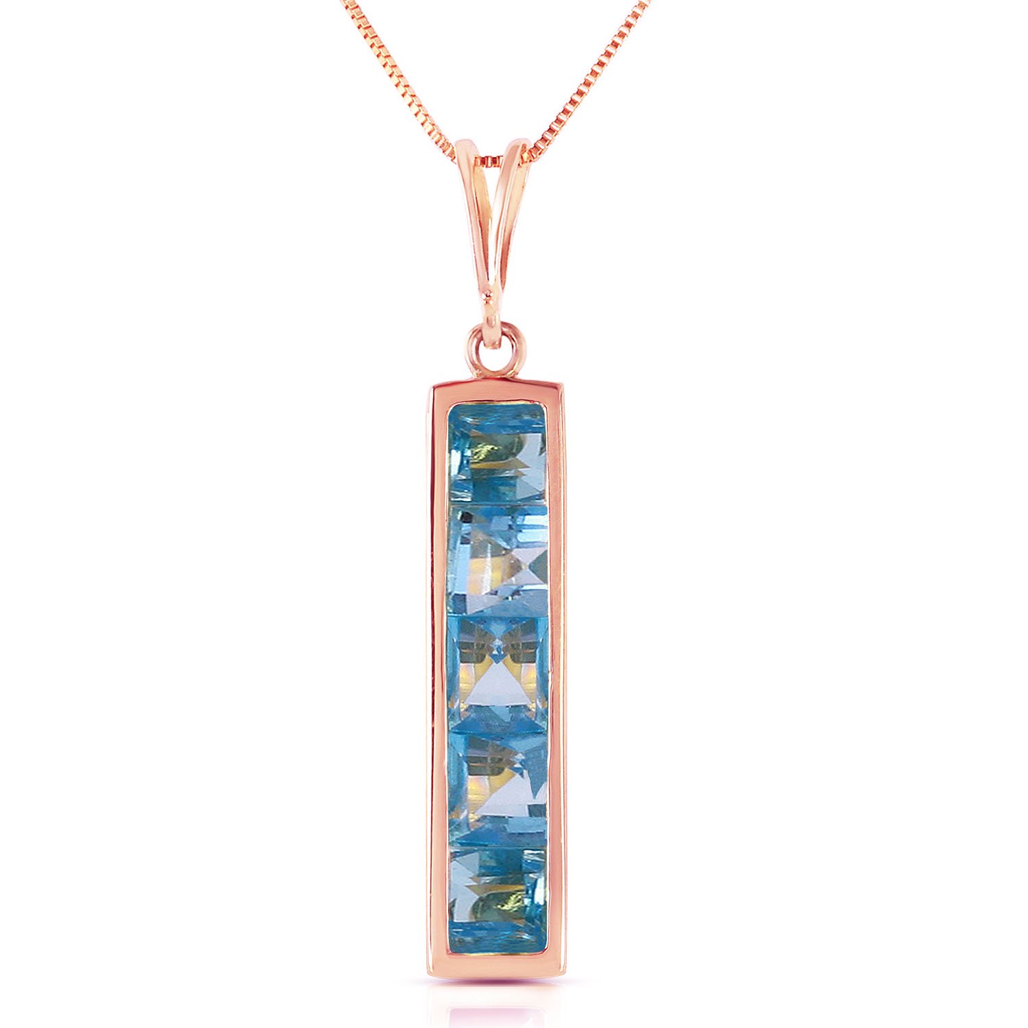 Galaxy Gold 14K Solid Gold Natural Blue Topaz Necklace for Women - Rose Gold Fine Jewelry