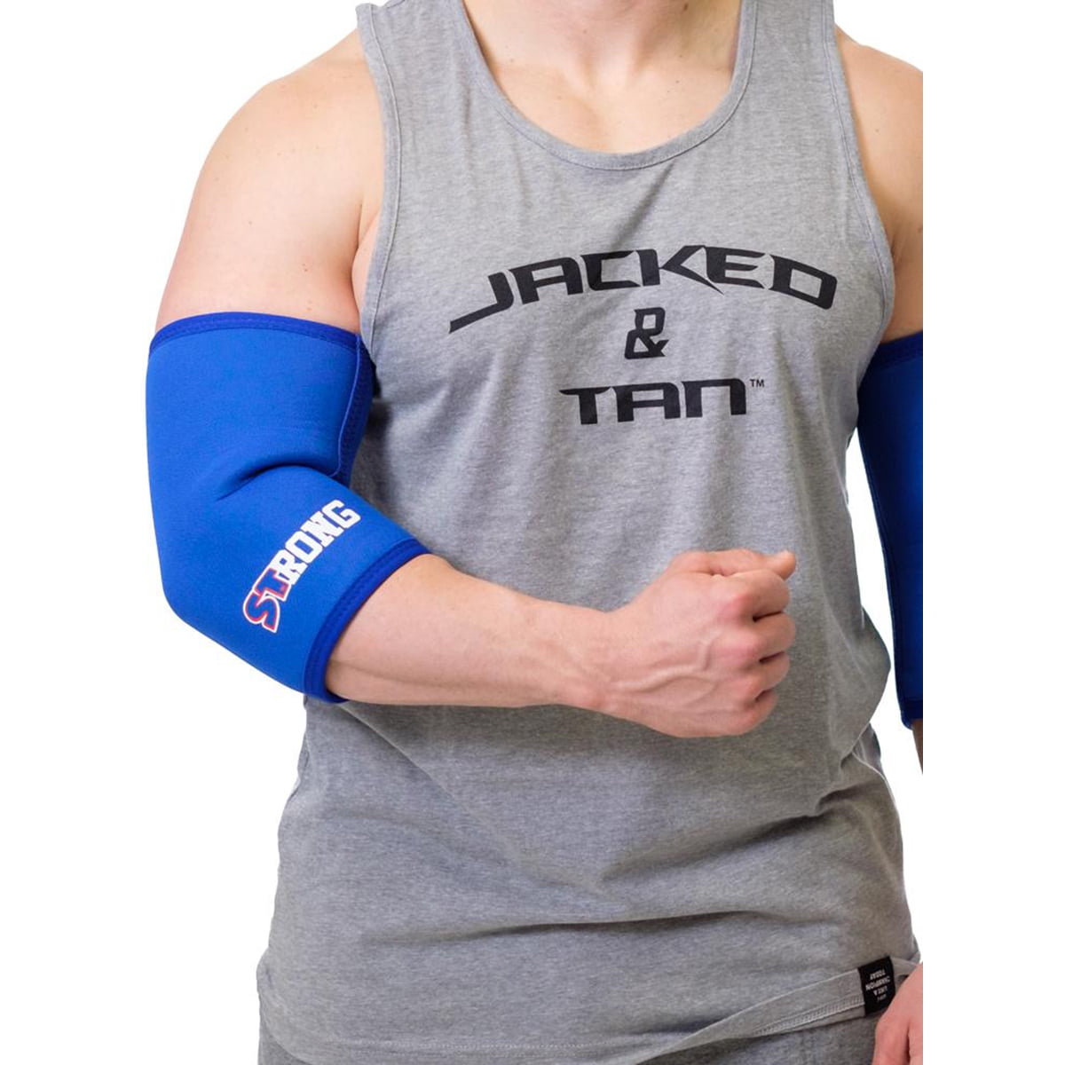 Sling Shot STrong Compression Elbow Sleeves by Mark Bell - Medium - Blue