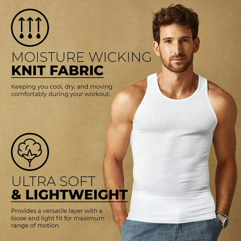 JMR Men's White 100% Cotton Ribbed Tank Tops A- Shirts (6X-Large 6-Pack) 