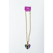 Way to Celebrate Mardi Gras Purple Scroll Fleur-de-lis Bead Necklace