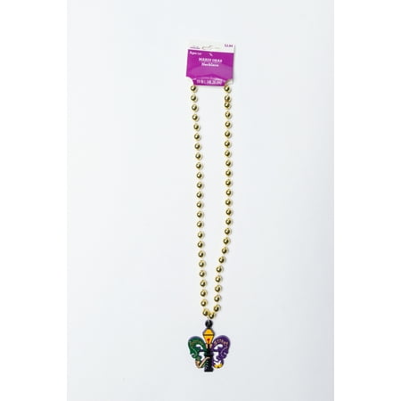 Way to Celebrate Mardi Gras Purple Scroll Fleur-de-lis Bead Necklace