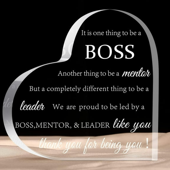 Boss Gifts for Women Men Acrylic Heart Retirement Gifts Thank You Boss Gift Leaving Going Away Boss Lady Desk Decor Gifts Appreciation Gift Plaques for Boss's Birthday