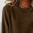 thumbnail image 4 of FAIWAD Womens Corduroy Tops Solid Color Crewneck Long Sleeve Ribbed Pullover Casual Lightweight Blouses, 4 of 8