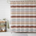 thumbnail image 2 of Shower Curtain Brown Stripes Bathroom Curtains with Hooks, Waterproof Fabric Grey Khaki Classic Striped Bath Shower Curtains Set for Bathroom Bathtubs Decor 36x72 Inch, 2 of 9