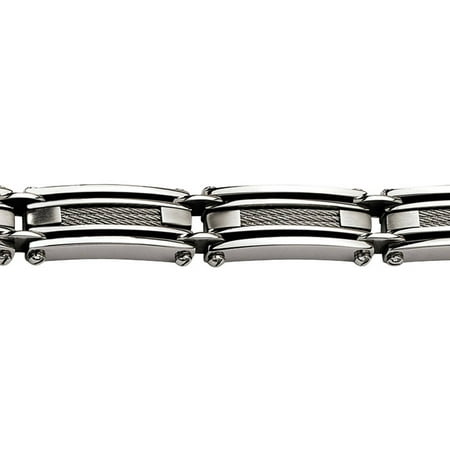 Primal Steel Stainless Steel Wire Brushed and Polished Bracelet, 9