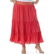 Metro7 - Women's Plus Paisley Waist Peasant Skirt