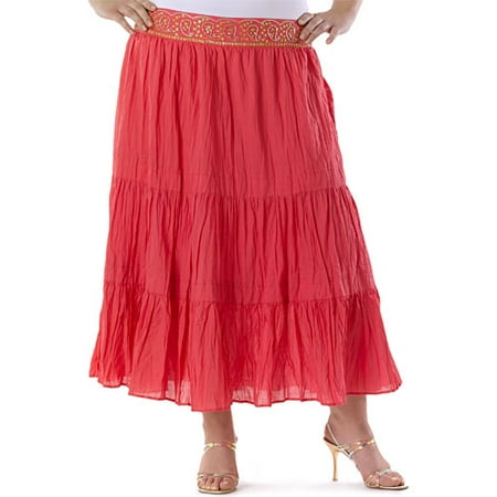 Metro7 - Women's Plus Paisley Waist Peasant Skirt