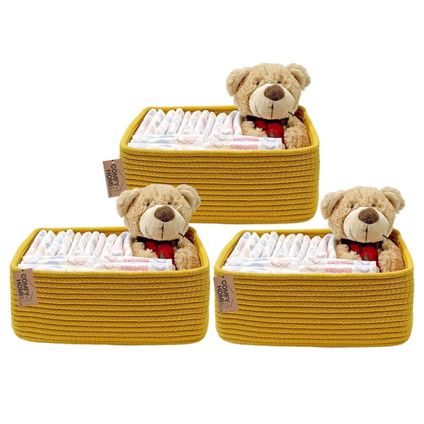 COMFY-HOMI Cestas de almacenamiento de 11.5"x7.5"x4.7"" para organizar | Cesta tejida de cuerda de algodón | Caja de almacenamiento de juguetes | Cesta para estantes, contenedor organizador de armario