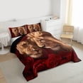 thumbnail image 3 of Homewish 3D Couple Lion Full Size Comforter Sets for Lover, Valentine's Day Rose Bedding Comforter Set, Romantic Anniversary Reversible Bedding Sets, Luxury Bedroom Decor, 3 Pieces, 3 of 8
