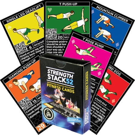 Exercise Cards: Strength Stack 52 Bodyweight Workout Playing Card Game. Designed by a Military Fitness Expert. Video Instructions Included. No Equipment Needed. Burn Fat and Build Muscle at
