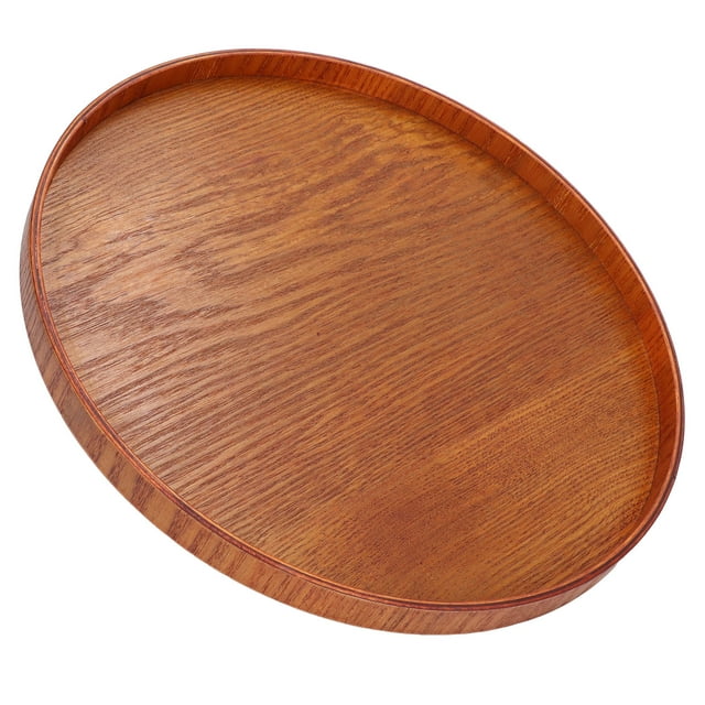 Wood Serving Tray Round Durable Wood Tray Simple Elegant Style Wide Application Glossy Surface Stable Structure Wooden Tray(30cm)