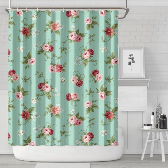 Pioneer Flower Floral Print Pattern Shower Curtain 84”x72", Bathroom Decorative Shower Curtain Set with 12 Hooks, Waterproof Washable