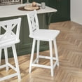 thumbnail image 3 of BizChair Commercial Grade Solid Wood Modern Farmhouse Swivel Counter Height Barstool in Antique White Wash, 3 of 12