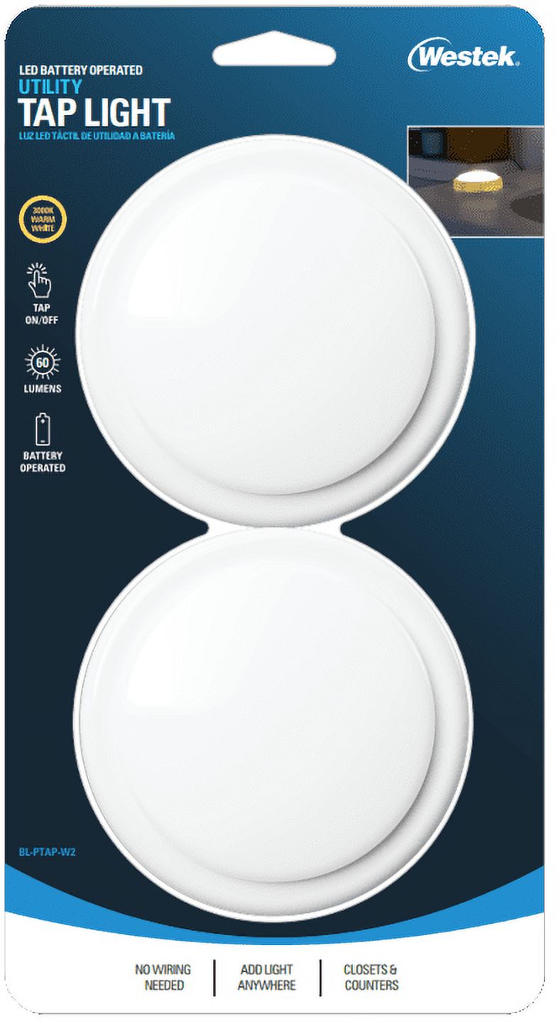 Westek BL-PTAP-W2 LED Tap Utility Light - 2PK