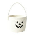 thumbnail image 2 of Halloween Candy Basket Pumpkin Woven 10.6x6.7x6.7in with Bow Handle Portable for Kids Trick or Treat Collection by OVFUIZ, 2 of 6
