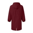 thumbnail image 6 of RUTAYY Women's Hooded Jacket Loose Long Sleeve Solid Color Button with Pocket Comfortable Outwear Windbreaker Wild Winter Coat Chic Leisure Tops, 6 of 6