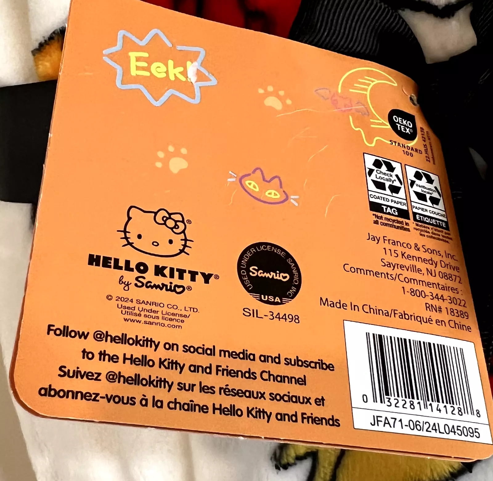 Hello Kitty HALLOWEEN Ghost Witch Mummy 60x70 Throw 2 Pack
