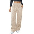 thumbnail image 3 of Women's Winter Yoga Sports Loose Casual Long Pants Trousers with Pocket, High Waisted Elastic Waistband Stretchy Flowy Lounge Wear, Athletic Workout Running Gym Pilates Zumba, Travel Essentials for W, 3 of 6
