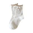 thumbnail image 3 of Jamicy Cozy Socks for Women Cute Bow Crew Socks, Cute Print Ruffled Calf Socks - Casual Cotton Novelty Fun Ankle Sock, 3 of 3