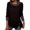 thumbnail image 1 of Jersey de mujer con cuello alto y manga larga, sudadera cómoda para invierno, otoño, oficina, rojo vino oscuro M, 1 of 6