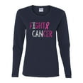 thumbnail image 2 of Fight Cancer Ribbon Womens Graphic Long Sleeve T-Shirt, Navy, Large, 2 of 3