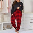 thumbnail image 4 of ZRBYWB Pajamas For Women Plus Size Grid Print Loungewear Long Pants Two Piece Set Women Pajama Set, 4 of 8